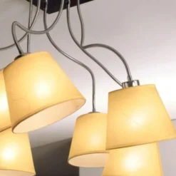 Plafoniere Moderne-Selezionato da Mazzolaluce Grande plafoniera da cucina moderna 9 bracci flessibili orientabili paralumi pergamena