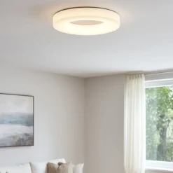 Plafoniere Moderne-Stilnovo Grande plafoniera led anello bianco dimmerabile saturn
