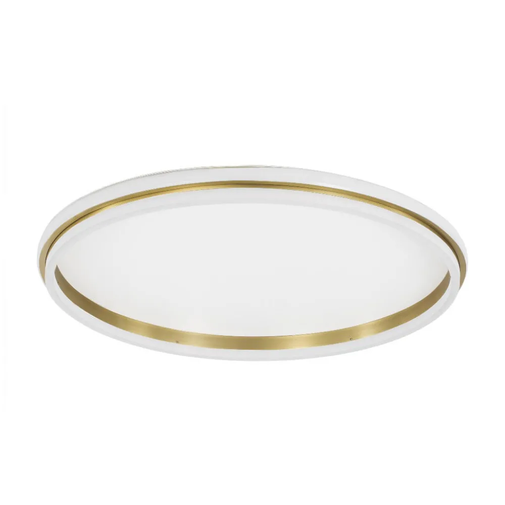 Plafoniere Moderne-Selezionato da Mazzolaluce Grande plafoniera tonda oro per salotto led 3000k 60cm