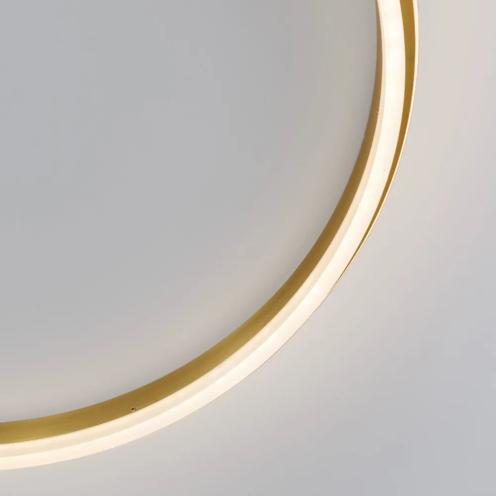 Plafoniere Moderne-Selezionato da Mazzolaluce Grande plafoniera tonda oro per salotto led 3000k 60cm