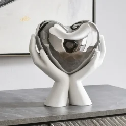 Soprammobili Moderni-Bongelli Preziosi Grande scultura mani cuore argento h31