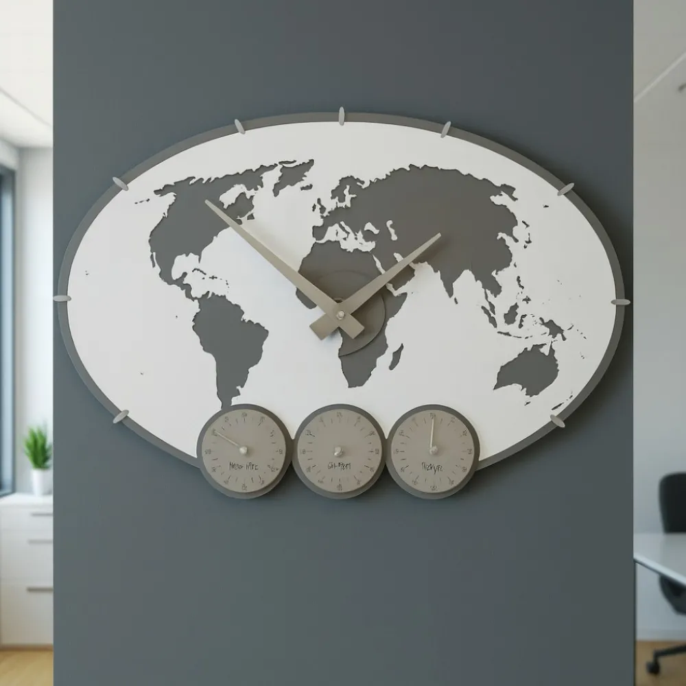 Orologi Da Parete Moderni-Selezionato da Mazzolaluce Greenwich orologio da parete planisfero bianco grigio
