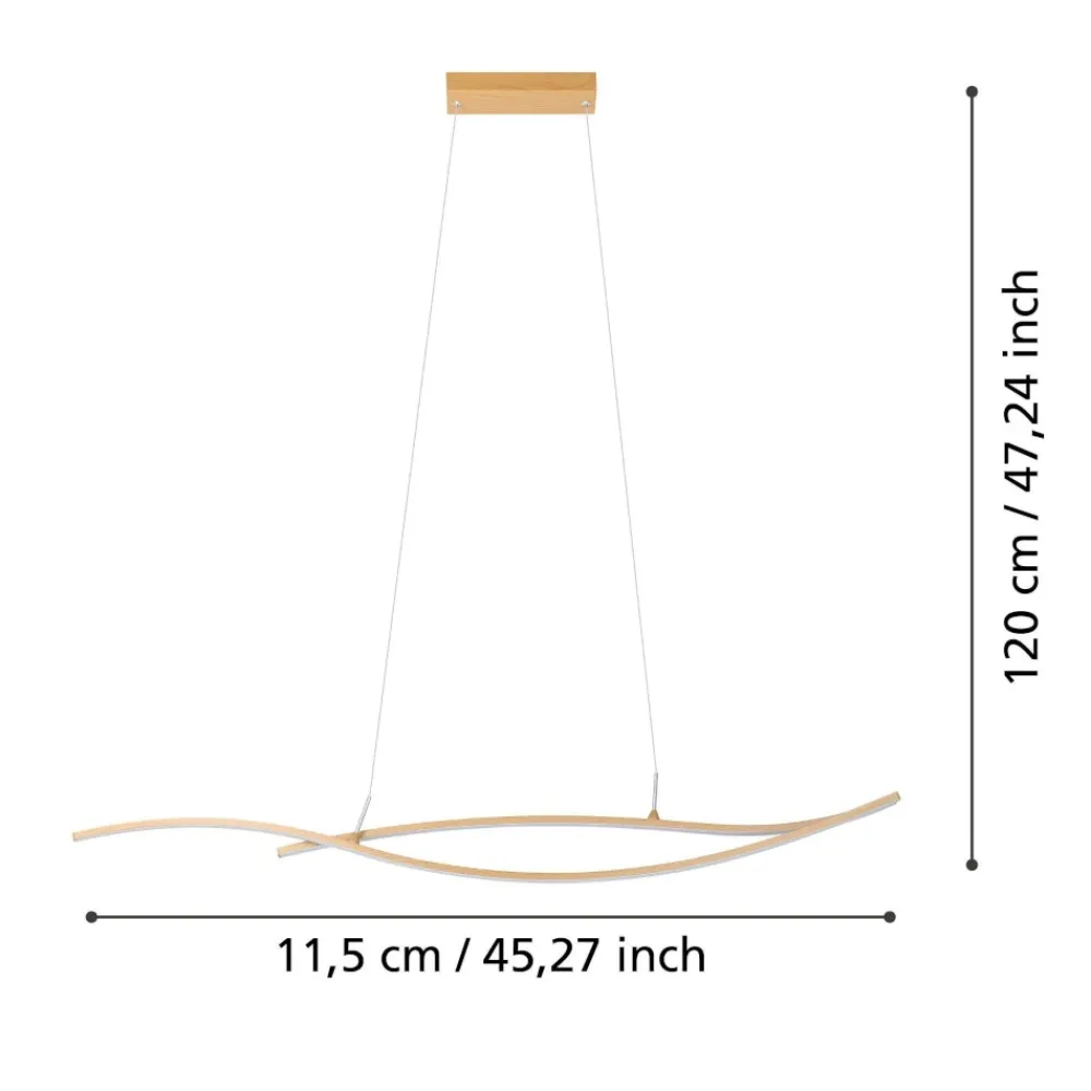 Lampadari Moderni-Eglo Grisolia lampadario effetto legno per soggiorno moderno led 20w 3000k