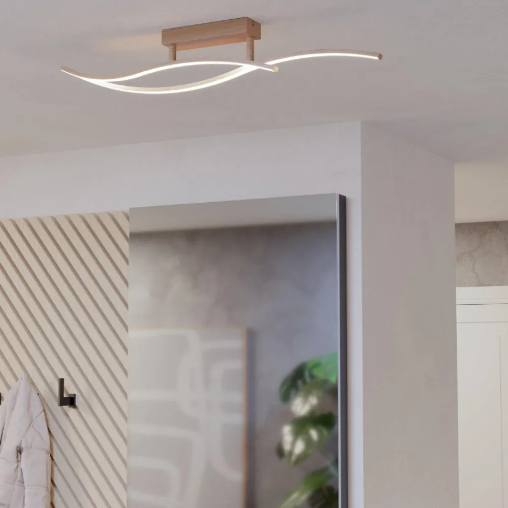 Plafoniere Moderne-Eglo Grisolia plafoniera effetto legno design moderna led 12w 4000k