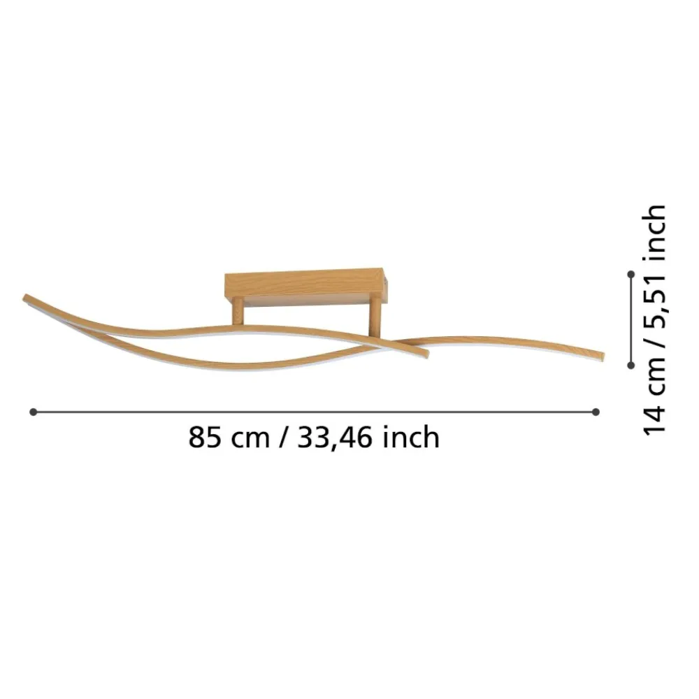 Plafoniere Moderne-Eglo Grisolia plafoniera effetto legno design moderna led 12w 4000k