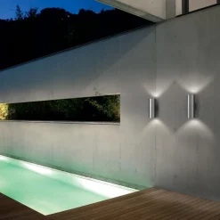 Applique Da Esterno-Ideal Lux Gun ap2 big applique da esterno cilindro biemissione grigio e27