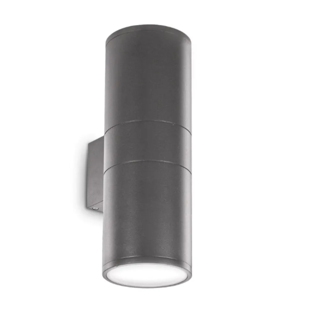 Applique Da Esterno-Ideal Lux Gun ap2 big applique da esterno cilindro antracite luce sopra sotto