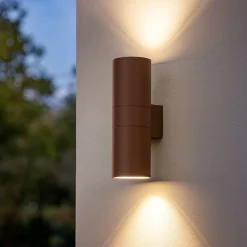 Applique Da Esterno-Ideal Lux Gun ap2 big applique da esterno cilindro ip44 marrone