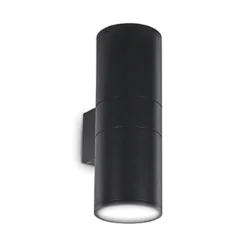 Applique Da Esterno-Ideal Lux Gun ap2 big applique da esterno nero cilindro ip44 biemissione