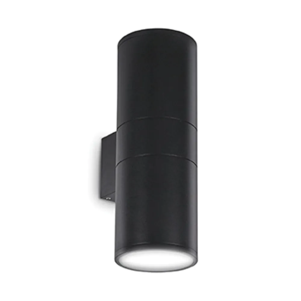 Applique Da Esterno-Ideal Lux Gun ap2 big applique da esterno nero cilindro ip44 biemissione