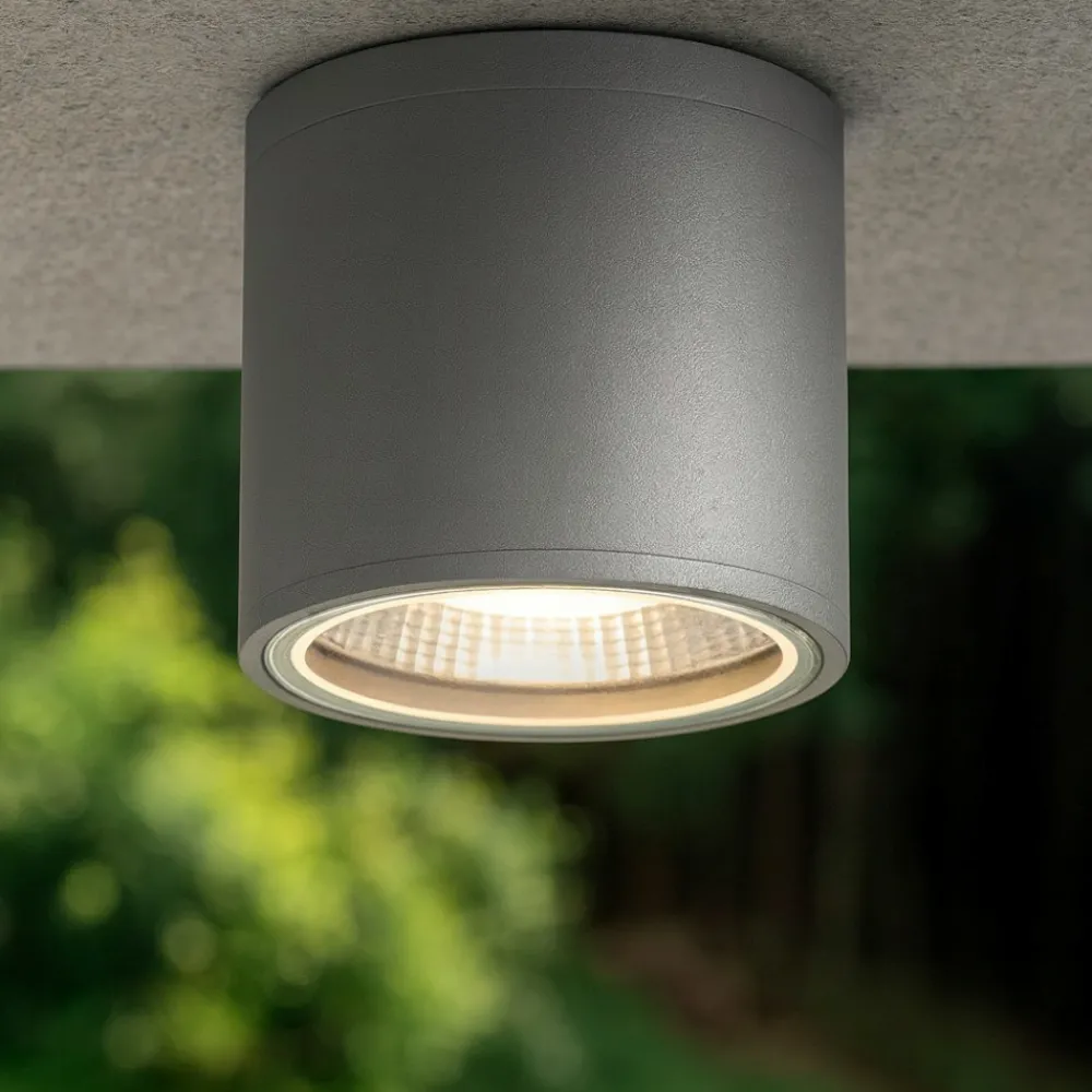 Faretti Da Esterno-Ideal Lux Gun pl1 faretto da esterno soffitto terrazza cilindro grigio ip44