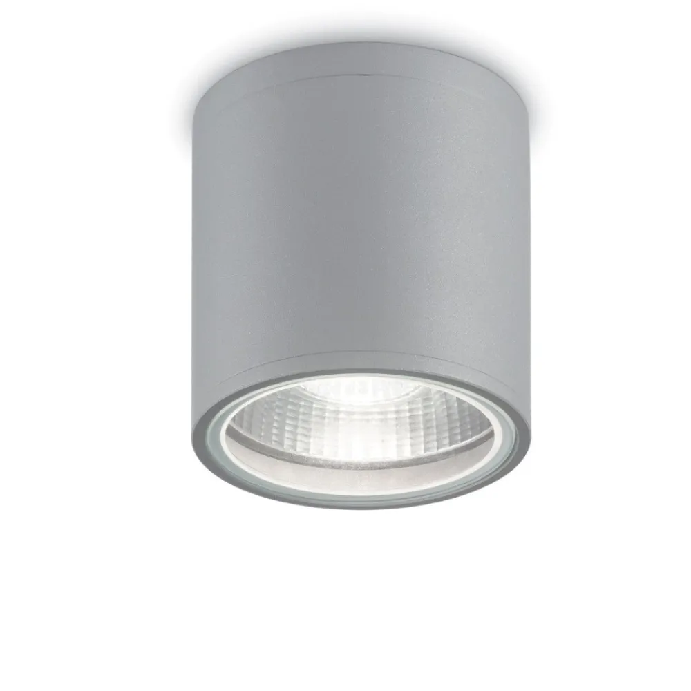 Faretti Da Esterno-Ideal Lux Gun pl1 faretto da esterno soffitto terrazza cilindro grigio ip44