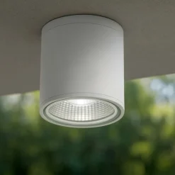 Faretti Da Esterno-Ideal Lux Gun pl1 faretto da soffitto per esterno cilindro bianco ip44 gu10
