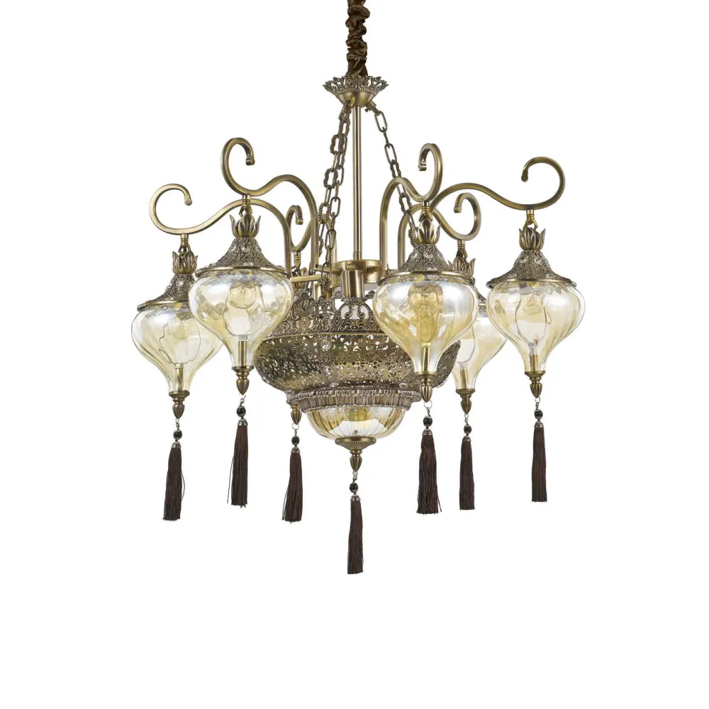 Lampadari Moderni-Ideal Lux Harem sp9 lampadario stile arabo 9 luci crtistallo ambra