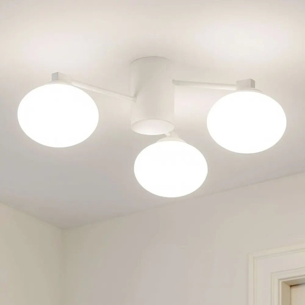 Plafoniere Moderne-Ideal Lux Hermes pl3 d60 plafoniera tre luci bianca per soggiorno