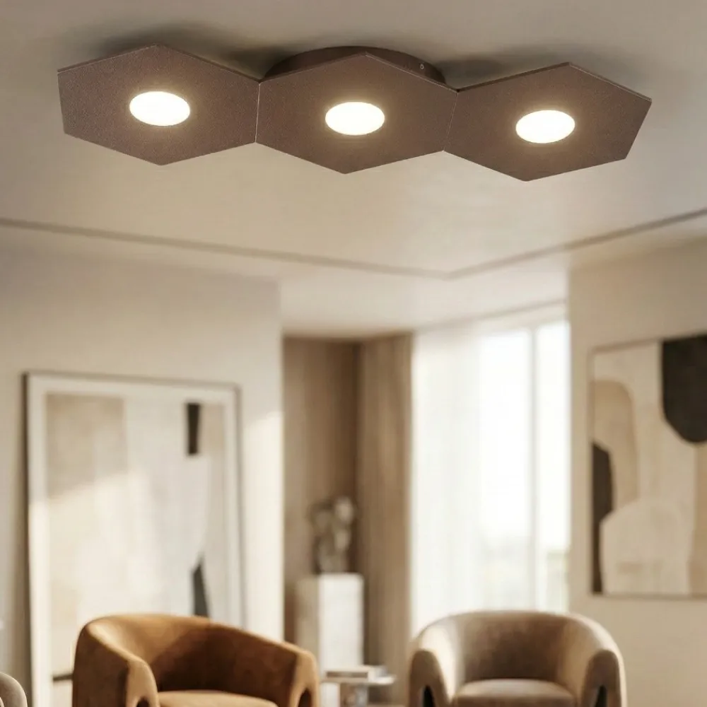 Plafoniere Moderne-Top Light Hexagon plafoniera moderna marrone