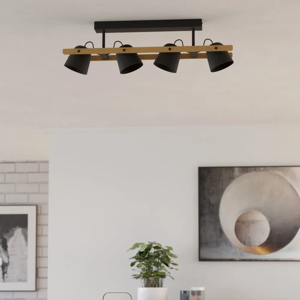 Plafoniere Moderne-Eglo Hornwood z plafoniera smart da cucina con 4 faretti led rgb da 2700k a 6500k