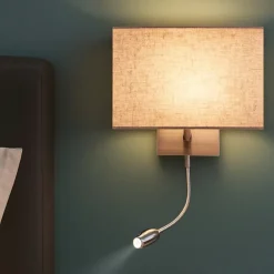 Applique Camera Da Letto-Ideal Lux Hotel ap2 applique da parete camera da letto paralume canvas led