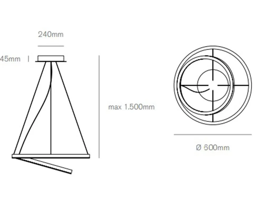 Lampadari Moderni-Vivida International Hurricane vivida lampadario moderno led 60w 3000k dimmerabile