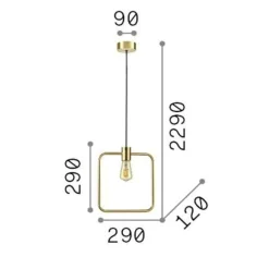 Lampadario Camera Da Letto-Ideal Lux abc sp1 square lampadario dorato pendente ottone