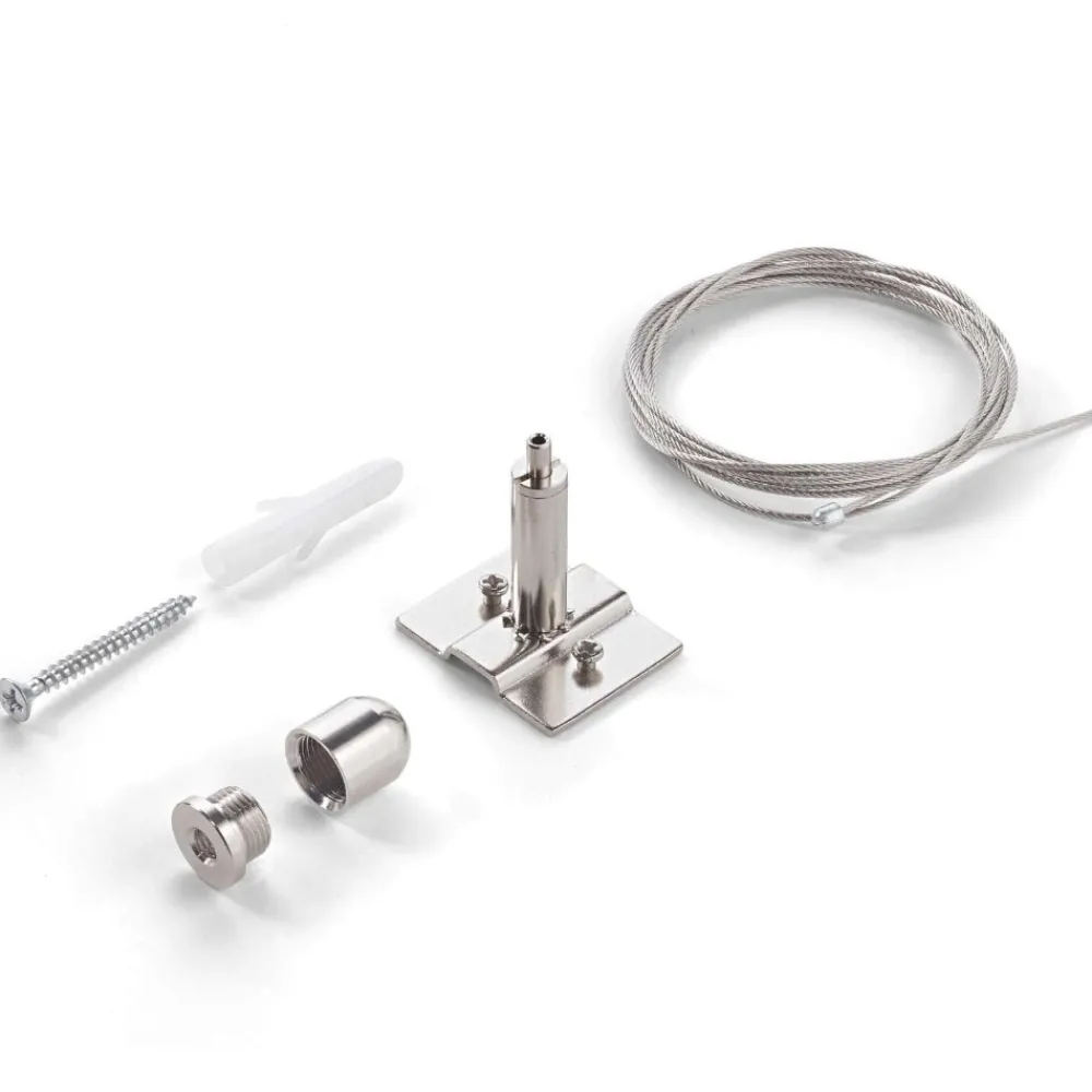 Illuminazione A Binario-Ideal Lux accessorio kit cavo singolo acciaio senza rosone per binario nero a sospensione monofase