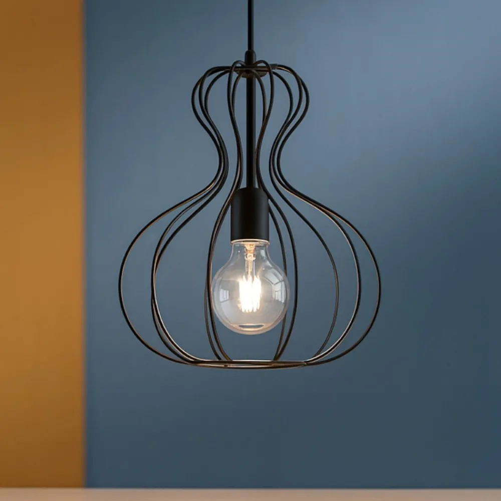 Lampade A Sospensione-Ideal Lux ampolla-1 sp1 nero lampada a sospensione per soggiorno
