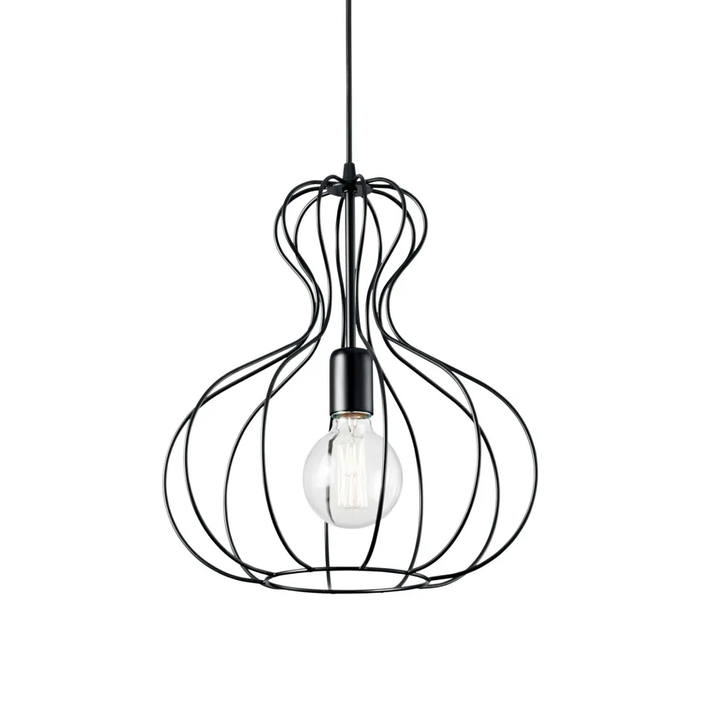 Lampade A Sospensione-Ideal Lux ampolla-1 sp1 nero lampada a sospensione per soggiorno