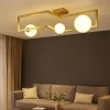 Plafoniere Moderne-Ideal Lux angolo pl3 plafoniera angolare ottone sfere vetro bianco