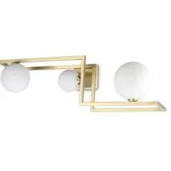 Plafoniere Moderne-Ideal Lux angolo pl3 plafoniera angolare ottone sfere vetro bianco