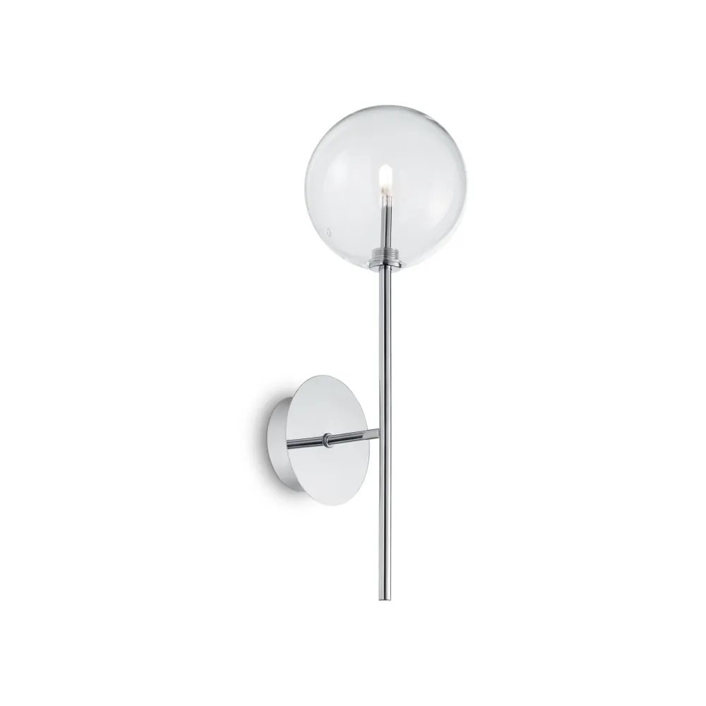 Applique Da Parete-Ideal Lux applique bagno sfera trasparente equinoxe ap1 cromo