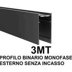 Illuminazione A Binario-Ideal Lux arca binario profilo a plafone 3mt monofase nero per faretti led