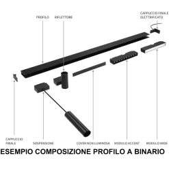 Illuminazione A Binario-Ideal Lux arca cover non luminosa nera 99cm per binario monofase 48v