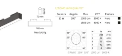 Illuminazione A Binario-Ideal Lux arca modulo faretto led 48v 13w 3000k nero per binario monofase ottica 100
