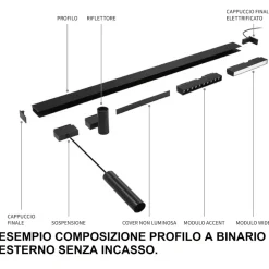 Illuminazione A Binario-Ideal Lux arca modulo faretto led 48v 13w 4000k nero per binario monofase ottica 100