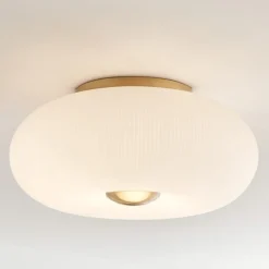 Plafoniere Moderne-Ideal Lux arizona pl5 plafoniera per camera da letto vetro decorato in rilievo