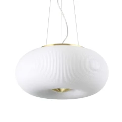 Lampadario Camera Da Letto-Ideal Lux arizona sp5 lampadario soggiorno vetro bianco rigato