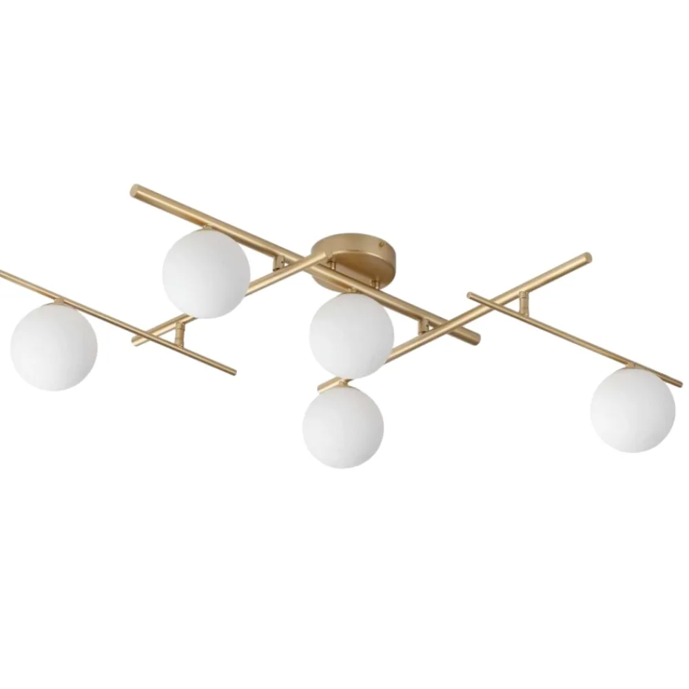 Plafoniere Moderne-Ideal Lux atlas pl5 plafoniera moderna oro sfere vetro
