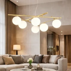 Lampadari Moderni-Ideal Lux atlas sp6 lampadario moderno oro bocce vetro bianco opaco 6 luci