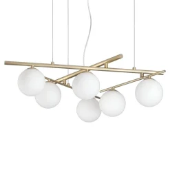Lampadari Moderni-Ideal Lux atlas sp6 lampadario moderno oro bocce vetro bianco opaco 6 luci