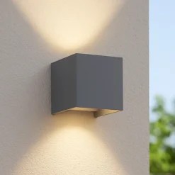 Applique Da Esterno-Ideal Lux atom ap d10 applique per esterno balcone cubo antracite led 3000k ip54