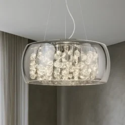 Lampadari Moderni-Ideal Lux audi-80 sp8 lampadario moderno per salotto vetro fume' otto luci