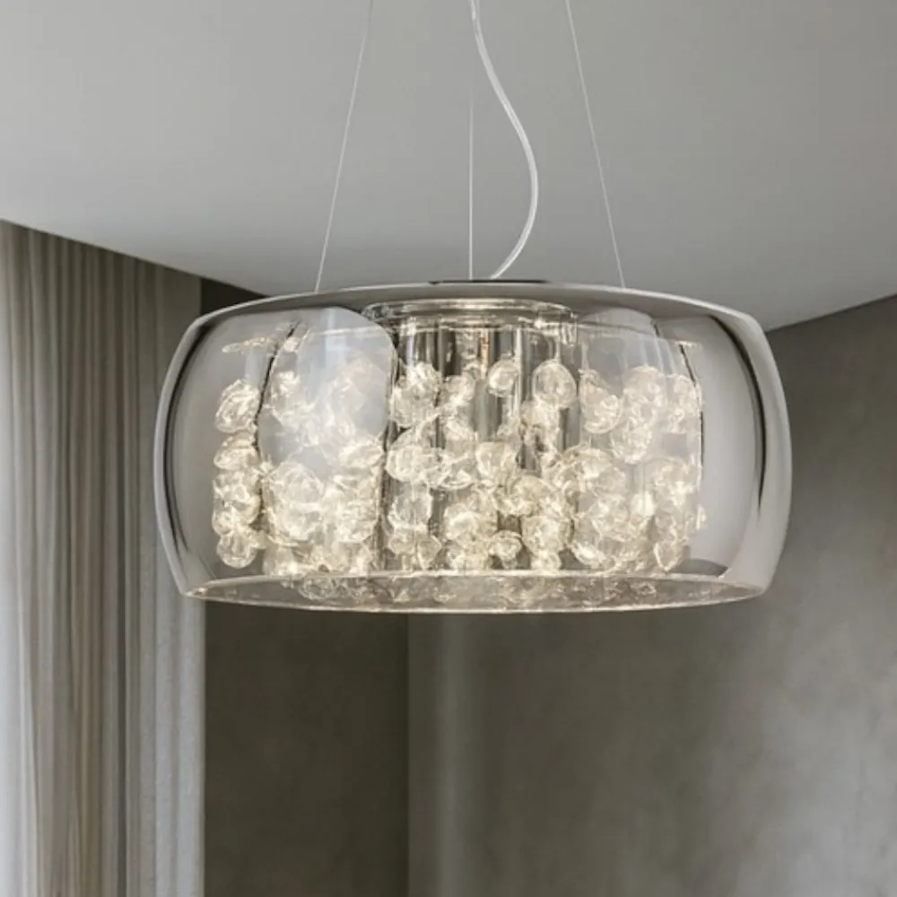Lampadari Moderni-Ideal Lux audi-80 sp8 lampadario moderno per salotto vetro fume' otto luci