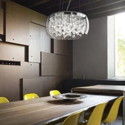 Lampadari Moderni-Ideal Lux audi-80 sp8 lampadario moderno per salotto vetro fume' otto luci