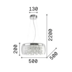 Lampadari Moderni-Ideal Lux audi-80 sp8 lampadario moderno per salotto vetro fume' otto luci