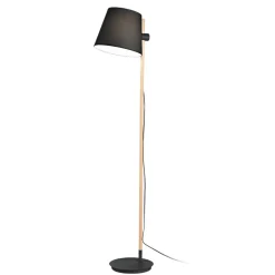 Lampade Da Terra-Ideal Lux axel pt1 lampada da terra nera legno naturale