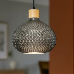Lampade A Sospensione-Ideal Lux bergen-3 sp1 lampada a sospensione boccia vetro grigio fumo