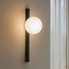 Applique Da Parete-Ideal Lux binomio ap1 applique elegante nera sfera vetro bianco