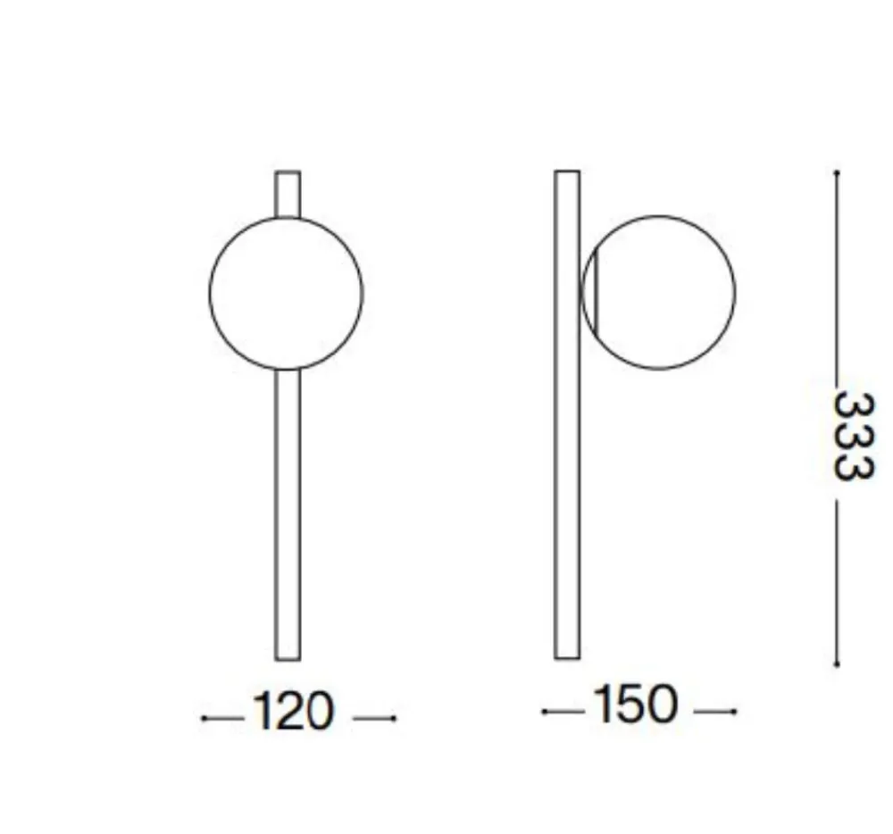 Applique Da Parete-Ideal Lux binomio ap1 applique elegante nera sfera vetro bianco