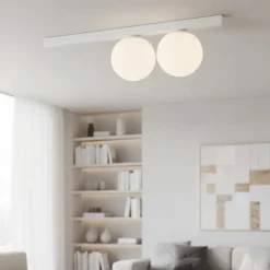 Plafoniere Moderne-Ideal Lux binomio pl2 plafoniera moderna bianca con sfere vetro