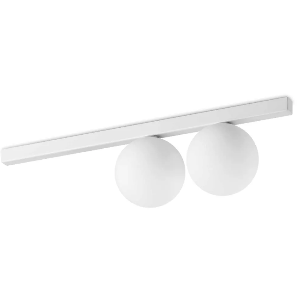 Plafoniere Moderne-Ideal Lux binomio pl2 plafoniera moderna bianca con sfere vetro